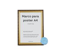 Nacnic - Lot de 3 cadres en bois MDF doré et verre acrylique | Protection et présentoir de photos, feuilles, affiches, tableaux et décoration pour salon, chambre ou bureau | A4 (21 x 29,7 cm)