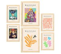 Nacnic Lot de 6 Affiches Henri Matisse. Féminine. Estampes du fauvisme et de l'art abstrait pour l'architecture d'intérieur et la décoration. A3 & A4, cadres en bois.