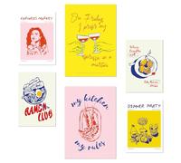 Nacnic Lot de 6 Affiches Illustrations de nourriture et de vin de style pop art illustration design pour décorer les murs de la maison. Chambres, bureau A3 et A4 Sans cadre