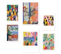 Nacnic Lot de 6 Affiches Matisse coloré illustration design pour décorer les murs de la maison. Chambres, bureau A3 et A4 Sans cadre