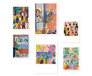 Nacnic Lot de 6 Affiches Matisse coloré illustration design pour décorer les murs de la maison. Chambres, bureau A3 et A4 Sans cadre