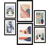 Nacnic Lot de 6 Affiches Minimalisme aux Couleurs Pastel. Jardin joyeux. Impressions de paysage et de nature pour la décoration intérieure et la décoration. A3 et A4, sans cadres.