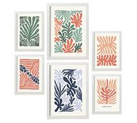 Nacnic Lot de 6 Affiches Minimalisme aux Couleurs Pastel. Motifs végétaux. Impressions de paysage et de nature pour la décoration intérieure et la décoration. A3 et A4, cadres blancs.