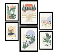 Nacnic Lot de 6 Affiches Minimalisme aux Couleurs Pastel. Région sauvage. Impressions de paysage et de nature pour la décoration intérieure et la décoration. A3 et A4, sans cadres.