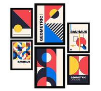 Nacnic Lot de 6 impressions style Bauhaus 5 Impression de collection au design géométrique Impressions décoratives esthétiques pour votre salon, chambre à coucher, maison Tailles A4 et A3
