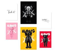 Nacnic Lot de 6 Kaws emblématique coloré Affiches avec illustration design pour décorer les murs de la maison. Chambres, bureau, boutique au A3 et A4 Sans cadre