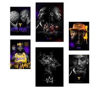 Nacnic Lot de 6 L'emblématique Jordan Kobie Bryan Affiches avec illustration design pour décorer les murs de maison A3 et A4 Sans cadre