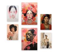 Nacnic Lot de 6 Modèles de portraits Affiches. Dans Style éclectique. Impressions décoratives esthétiques pour votre salon, chambre, maison Tailles A4 et A3