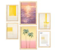 Nacnic Lot de 6 Paradis d'été Affiches. Dans Style éclectique. Tableaux décoratifs esthétiques pour votre salon, chambre, maison Tailles A4 et A3 avec des cadres de bois léger
