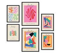 Nacnic | Lot de 6 tableaux décoration murale : Art Matisse | affiche decoration murale | Formes découpées colorées, abstrait moderne, style artistique | Design créatif et vif | A3 et A4 sans cadres