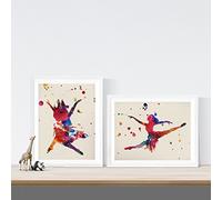 NACNIC Lot de deux photos pour encadrer les Danseuses. Style aquarelle. Format A4 sans cadre.