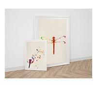 Nacnic Lot d'images pour encadrer le pissenlit et la libellule. Affiches de style aquarelle avec des images de la nature. Décoration d'intérieur. Feuilles d'encadrement. Papier 250 grs sans cadre