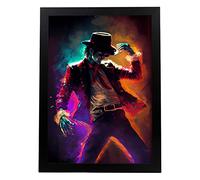 Nacnic Michael Jackson Affiche en style Portrait en Couleur. Illustrations de dessins animés de musiciens et d'artistes célèbres. Design d'intérieur et décoration. A3.
