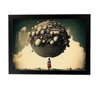 Nacnic Monochrome Affiche de Surréalisme Cinématographique. Illustrations et Impressions de Dessins Animés Abstraits et Artistiques pour la Décoration Intérieure. A4 avec cadres noirs.