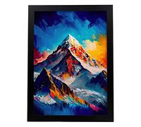 Nacnic Mont Everest Affiche de style peinture à l'huile. Illustrations de monuments et de villes en style photographique couleur. Design d'intérieur et décoration. A4.