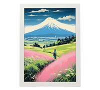 Nacnic Monta eminente Fuji Feuille. Dans Japonés ecléctico Affiche. Tableaux décoratifs esthétiques pour votre salon, chambre, maison Tailles A3 avec des cadres blancs