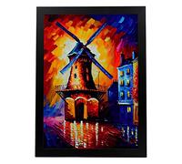 Nacnic Moulin Rouge Affiche de style peinture à l'huile. Illustrations de monuments et de villes en style photographique couleur. Design d'intérieur et décoration. A3.