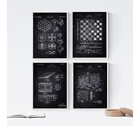 Nacnic Noir - Paquet de 4 Feuilles Brevet de Jeux. Définir des Affiches des Inventions des Anciens Brevets. Choisissez la Couleur Que Vous Aimez. Imprimé sur de Haute qualité de 250 grammes