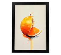 Nacnic Orange Affiche dans le style aquarelle Fruits Illustration Fond blanc Impressions d'art mural pour maison, cuisine, salon Design d'intérieur Décoration. Model 1, A3 avec cadre noir