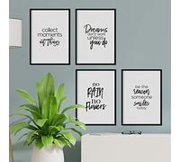 Nacnic Pack d'affiches avec des Phrases d'inspiration. Décorateur avec des Feuilles Blanches et des Expressions de Motivation en Noir et Plein d'énergie. Format A3