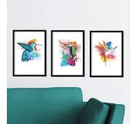 Nacnic Pack de 3 photos pour encadrer. Des oiseaux au style aquarelle (format A4). les Trois Imprimées sans cadre.