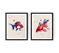 Nacnic Pack de Feuilles à encadrer. Poissons d'aquarelle. Affiches de Style Aquarelle avec des Images de Poissons. Taille 30X40 Cm sans Cadre.