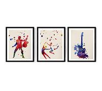 Nacnic Pack d'imprimés pour encadrer; Vive La Music. Affiches de style aquarelle avec des images de musique. Décoration d'intérieur. Feuilles d'encadrement. Papier 250 gr. Format A4, sans cadre.