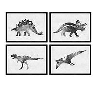 Nacnic pack negro.Láminas affiches aquarelle dinosaure dinosaures pour les enfants. format A4