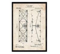 Nacnic Poster avec cadre avec brevet Alas Avion - Motif brevet ancienne de taille A3 et fond vintage avec encadrement