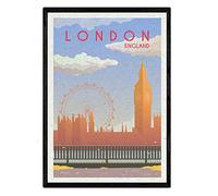 Nacnic Poster de Londres. Style vintage. Affiche Big Ben et London Eye en couleurs. Publicité Londres format A4 Sans cadre