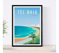 Nacnic Poster de Tel Aviv. Style vintage. Affiche de la ville en couleurs. Annonce d´Israël, au format A4 sans cadre