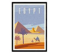 Nacnic Poster d'Egypte. Style vintage. Affiche des pyramides et du sphinx en couleurs. Annonce Egypte au Format A3