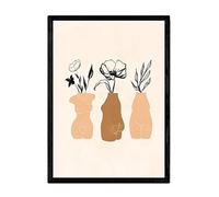 Nacnic Poster Images abstraites de Plantes. Dessins avec des Motifs de Plantes, de Feuilles et de Fleurs dans Les Tons de lumière et de la Terre. 'Aquarelle 12'. Format A3