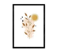 Nacnic Poster Images abstraites de Plantes. Dessins avec des Motifs de Plantes, de Feuilles et de Fleurs dans Les Tons de lumière et de la Terre. 'Aquarelle 2'. Format A3