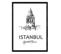 Nacnic Poster Istanbul - Tour de Galata. Feuilles avec les monuments des villes. format A3