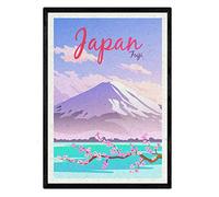 Nacnic Poster Japon. style vintage. Affiche le mont Fuji en couleur. Annonce Japon Format A3 sans cadre