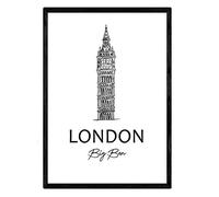 Nacnic Poster Londres - Big Ben. Feuilles avec les monuments des villes. format A4
