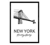 Nacnic Poster New York - Pont de Brooklyn. Feuilles avec les monuments des villes. format A4