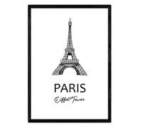 Nacnic Poster Paris - Tour Eiffel. Feuilles avec les monuments des villes. format A4