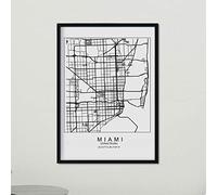 Nacnic Poster sur carte de Miami - Carte américaine - Image des cartes et des routes des grandes villes américaines - Format A3 avec cadre
