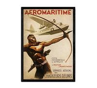 Nacnic Poster vintage Aeromaritima - Feuilles de décoration d'intérieur avec images vintage et de publicité antique, tableaux de décoration rétro format A3 avec cadre