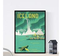 Nacnic Poster vintage. Affiche publicitaire ancienne. Voyages en Islande. Format A3 sans cadre