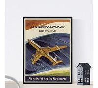 Nacnic Poster vintage. Affiche vintage Amérique. American Airlines. A4 Sans cadre.