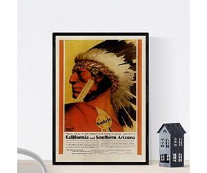 Nacnic Poster vintage. Affiche vintage Amérique. Indiens de Californie. A4 Sans cadre.