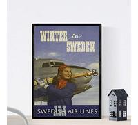 Nacnic Poster vintage. Affiche vintage montagnes européennes. hiver suédois. Format A3 sans cadre