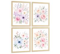 Nacnic Posters Floraux Pastel avec Art de Fleurs de Jardin Aquarelle
