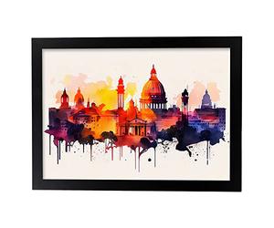 Nacnic Rome Affiche dans l'horizon abstrait de style aquarelle de la ville et de l'illustration du monument Impression d'art murales nordiques modernes pour maison du bureau du salon Model 3 A4