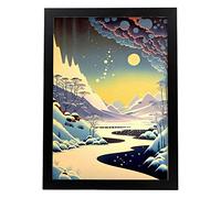 Nacnic Royaume dans le ciel Affiche dans le style japonais Ukiyo. Paysages abstraits et surréalistes dans les illustrations d'art oriental. Design d'intérieur et décoration. A4.