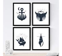 Nacnic Set 4 Posters du Mer. Décoration Murale de Style Vintage avec Motifs de la Nature. Affiches Magnifiquement conçues pour Votre Maison, Magasin, Bureau. A4 sans Cadre.