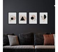Nacnic Set affiches d'art abstrait Feuilles avec des formes et des formes abstraites. Décoration d'intérieur avec des tons bruns. format A3